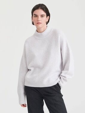 NAADAM Super Luxe Cashmere Mock Neck Sweater Frost Gray - XL